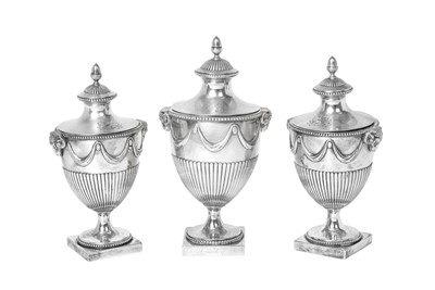 Lot 297 - A Set of Three George III Silver Condiment-Vases