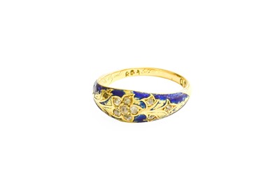 Lot 337 - An 18 Carat Gold Enamel and Diamond Ring, the...