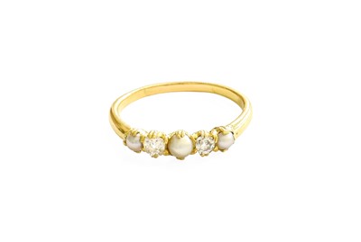 Lot 340 - A Split Pearl and Diamond Five Stone Ring,...