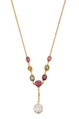 Lot 2123 - A Multi-Gem Set Necklace oval and cushion cut...