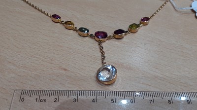 Lot 2123 - A Multi-Gem Set Necklace oval and cushion cut...