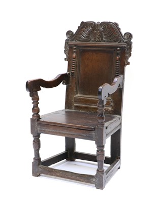 Lot 201 - A Joined Oak Wainscot-Type Armchair, circa...