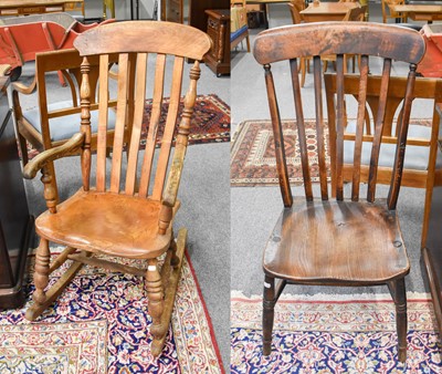 Lot 1234 - A 19th Century Ash Windsor Rocking Chair,...