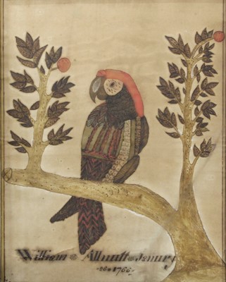 Lot 1075 - A Primitive Study of a Parrot, pen and...