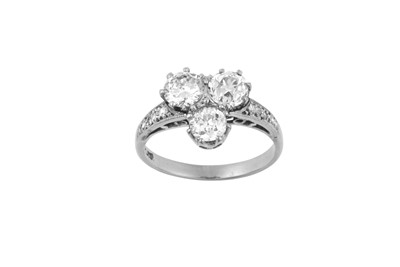 Lot 2332 - A Diamond Trefoil Cluster Ring a round...