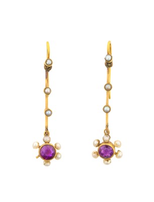 Lot 2154 - A Pair of Early 20th Century Amethyst and Seed...