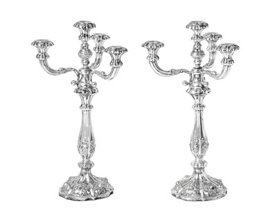 Lot 2221 - A Pair of Austrian Silver Four-Light Candleabra