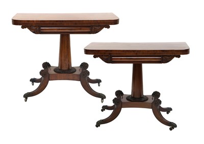 Lot 269 - ~ A Pair of Mahogany Foldover Card Tables,...