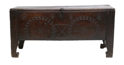 Lot 192 - A Late 16th Century Oak Chest, of six-plank...