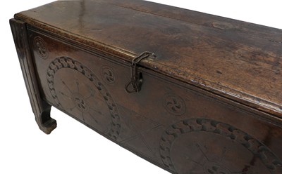 Lot 192 - A Late 16th Century Oak Chest, of six-plank...
