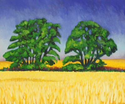 Lot 1147 - Richard Fuller (b.1963) Trees in a cornfield...