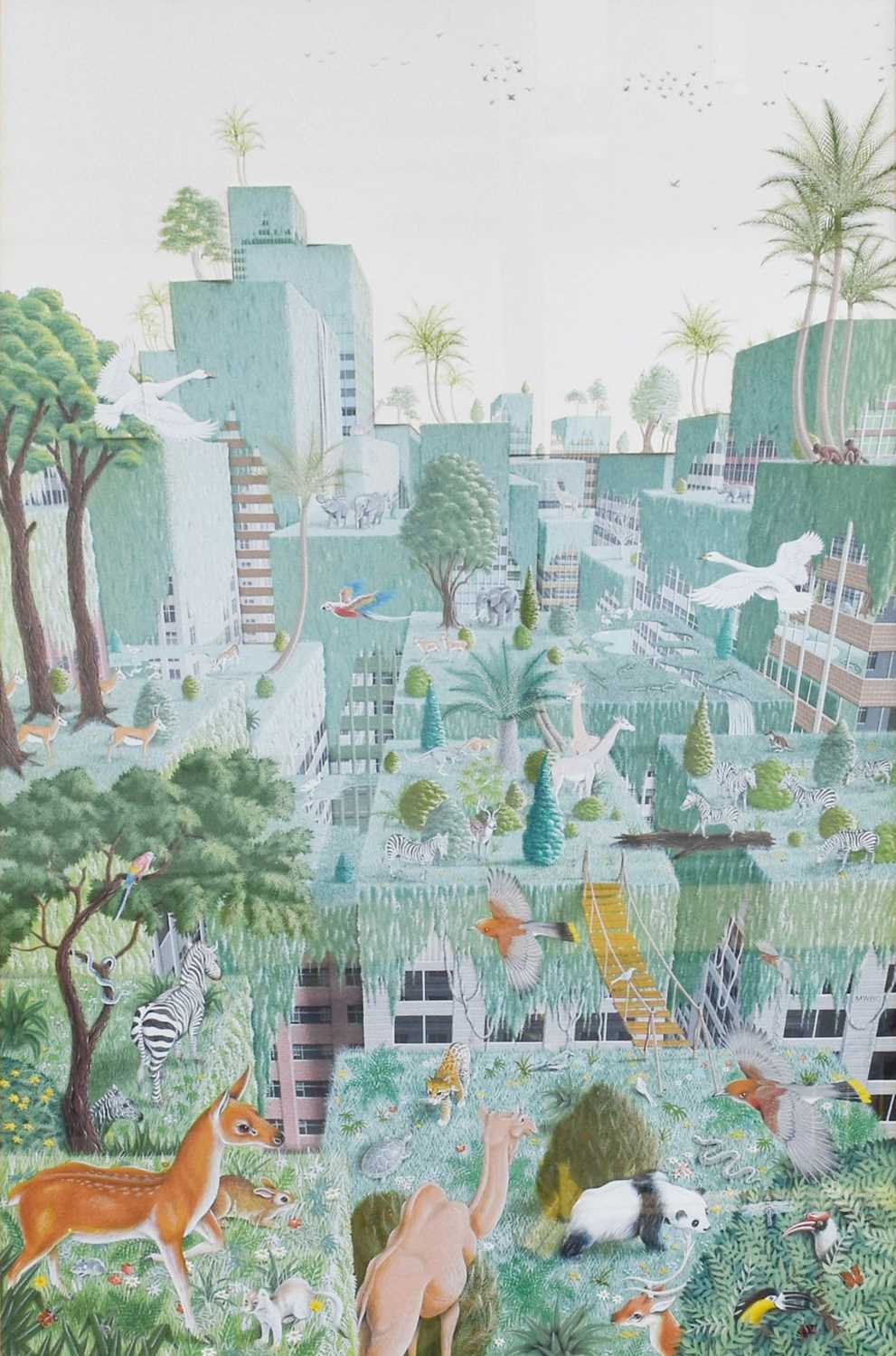 Lot 1118 - Mike Wilks (b.1947) City Jungle Initialled and...