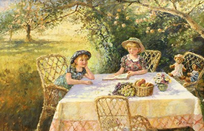 Lot 1137 - Paul J Attfield (b.1950) Picnic in the garden...