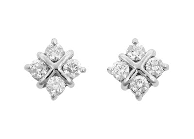 Lot 2059 - A Pair of Diamond Cluster Earrings four round...