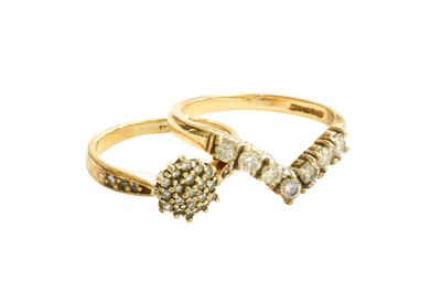 Lot 331 - A 9 Carat Gold Diamond Wishbone Ring, the...