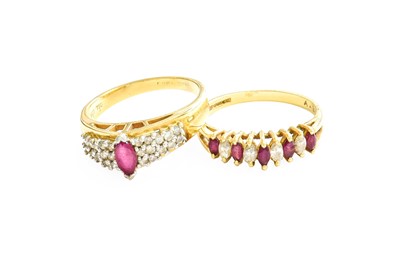 Lot 332 - An 18 Carat Gold Ruby and Diamond Half Hoop...