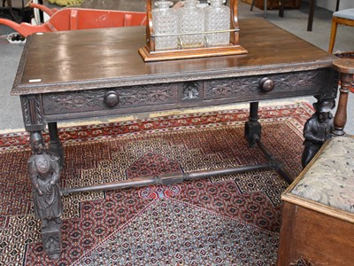 Lot 1222 - A 19th Century Continental Carved Oak Table,...
