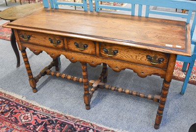 Lot 1272 - An Oak Three Drawer Dresser Base, in 17th...