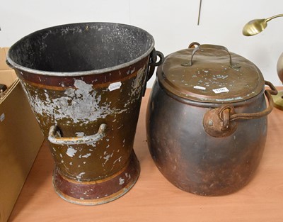 Lot 1186 - A 19th Century Copper Cauldron and A Toleware...