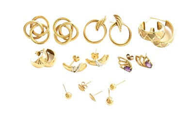 Lot 362 - Eight Pairs of Earrings; and An Odd Earring,...