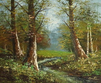 Lot 1053 - Conti (20th Century) Autumnal woodland...