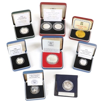 Lot 383 - 9x Silver Proof Coins, to include; Royal Mint,...