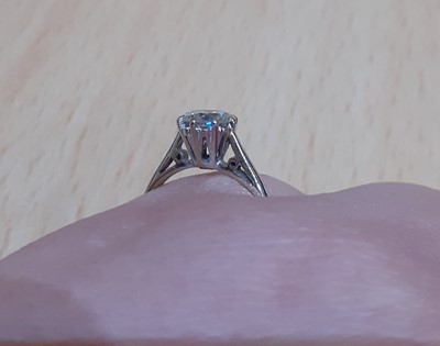 Lot 2056 - An 18 Carat White Gold Diamond Solitaire Ring...
