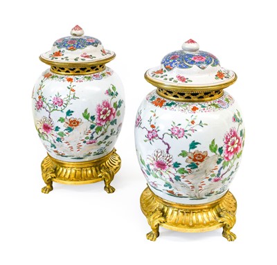 Lot 34 - A Pair of Gilt-Metal-Mounted Chinese Porcelain...