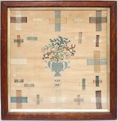 Lot A 19th Century Darning Sampler, depicting a...