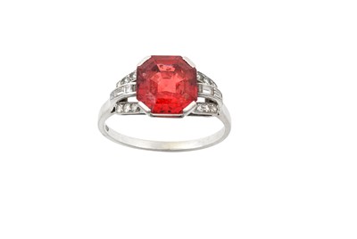 Lot 2252 - An Art Deco Red Spinel and Diamond Ring the...