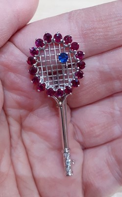 Lot 2045 - A Ruby, Sapphire and Diamond Novelty Brooch...