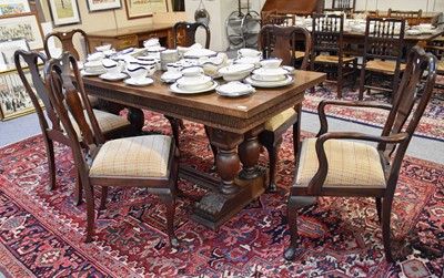 Lot 1270 - An Early 20th Century Carved Oak Dining Table,...