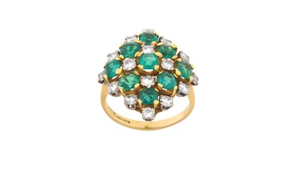 Lot 2087 - A 14 Carat Gold Emerald and Diamond Cluster...