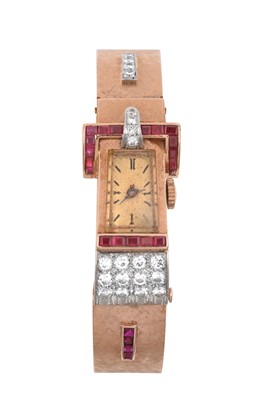 Lot 2113 - A Lady's Diamond and Ruby Set Wristwatch,...