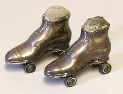 Lot 2069 - Two Early 20th Century Silver Roller Skate Pin...