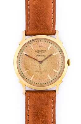 Lot 2351 - Longines: A 14 Carat Gold Automatic Wristwatch,...