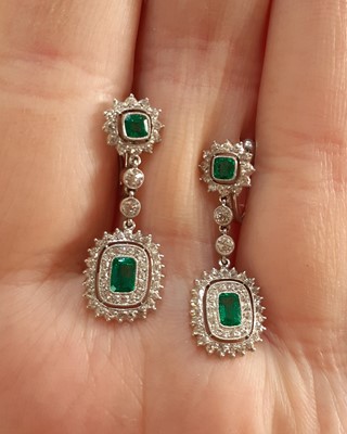 Lot 2330 - A Pair of Early 20th Century Emerald and...