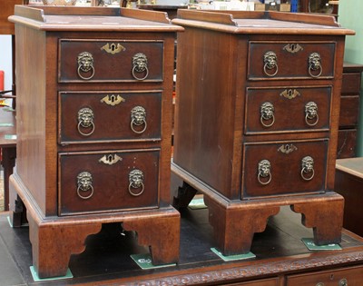 Lot 1240 - A Pair of Bedside Chests, each with galleried...