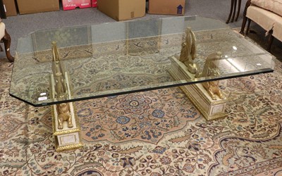 Lot 1266 - An Egyptian Revival Glass Topped Coffee Table,...