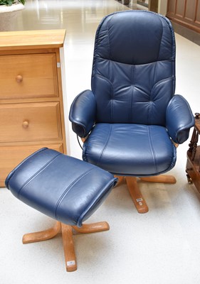 Lot 1169 - A Blue Leather Stressless Chair and Matching...