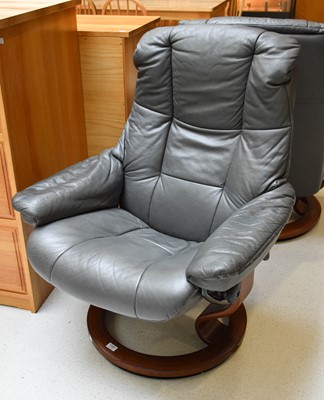 Lot 1167 - A Grey Leather Stressless Reclining Armchair