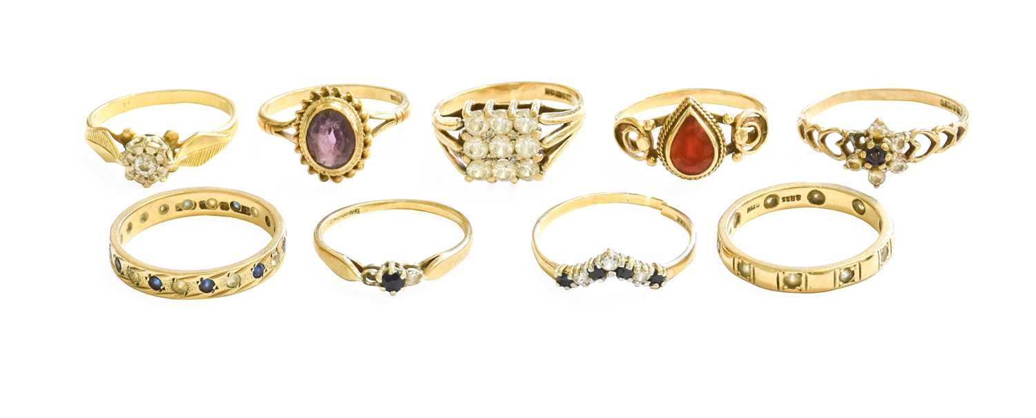 Lot 414 - A Collection of Nine Various Rings,