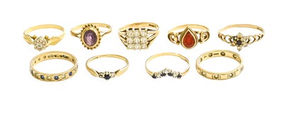 Lot 414 - A Collection of Nine Various Rings, comprising...