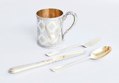 Lot 33 - A Victorian Silver-Gilt Christening Set, by...