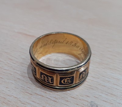 Lot 2145 - An 18 Carat Gold Enamel Mourning Ring the...