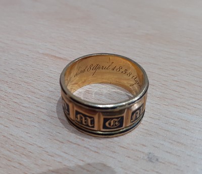 Lot 2145 - An 18 Carat Gold Enamel Mourning Ring the...