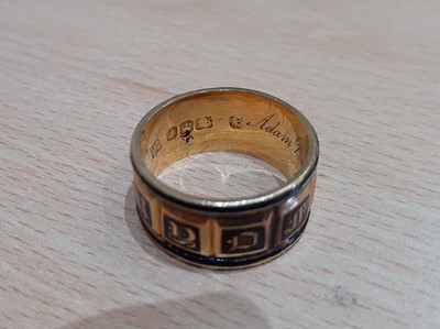 Lot 2145 - An 18 Carat Gold Enamel Mourning Ring the...