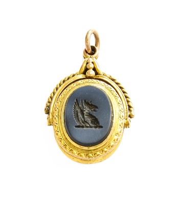 Lot 425 - A Hardstone Intaglio Seal Swivel Fob/Locket,...