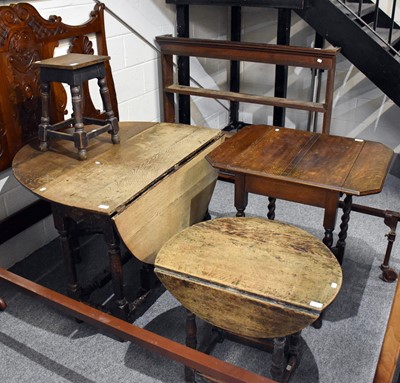 Lot 1258 - Assorted Oak Furniture, comprising: An 18th...