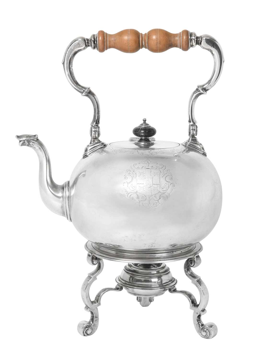 Lot 2183 - A George II Silver Kettle, Stand and Lamp